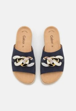 Gabor Pantolette Flach - Blue/beige -Gabor 4264aba1270b4fcf9243b542a22981af